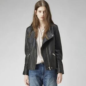 Etoile Isabel Marant Bradi Washed Lambskin Leather Jacket in Black